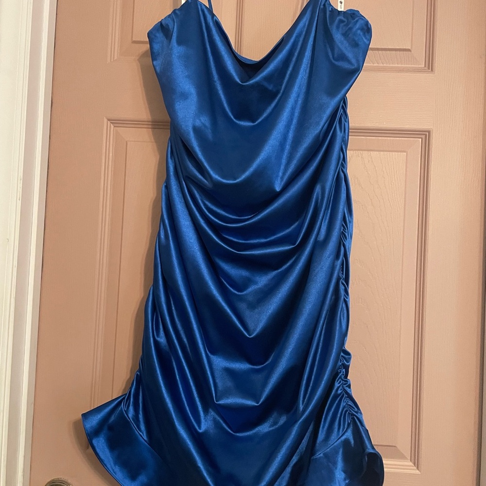 Elegant Blue Satin Dress